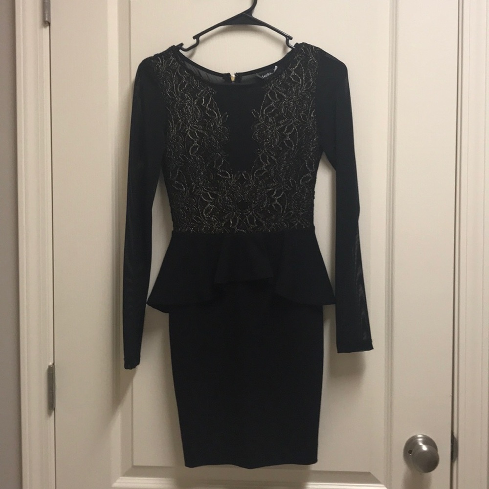 Bebe Black peplum dress